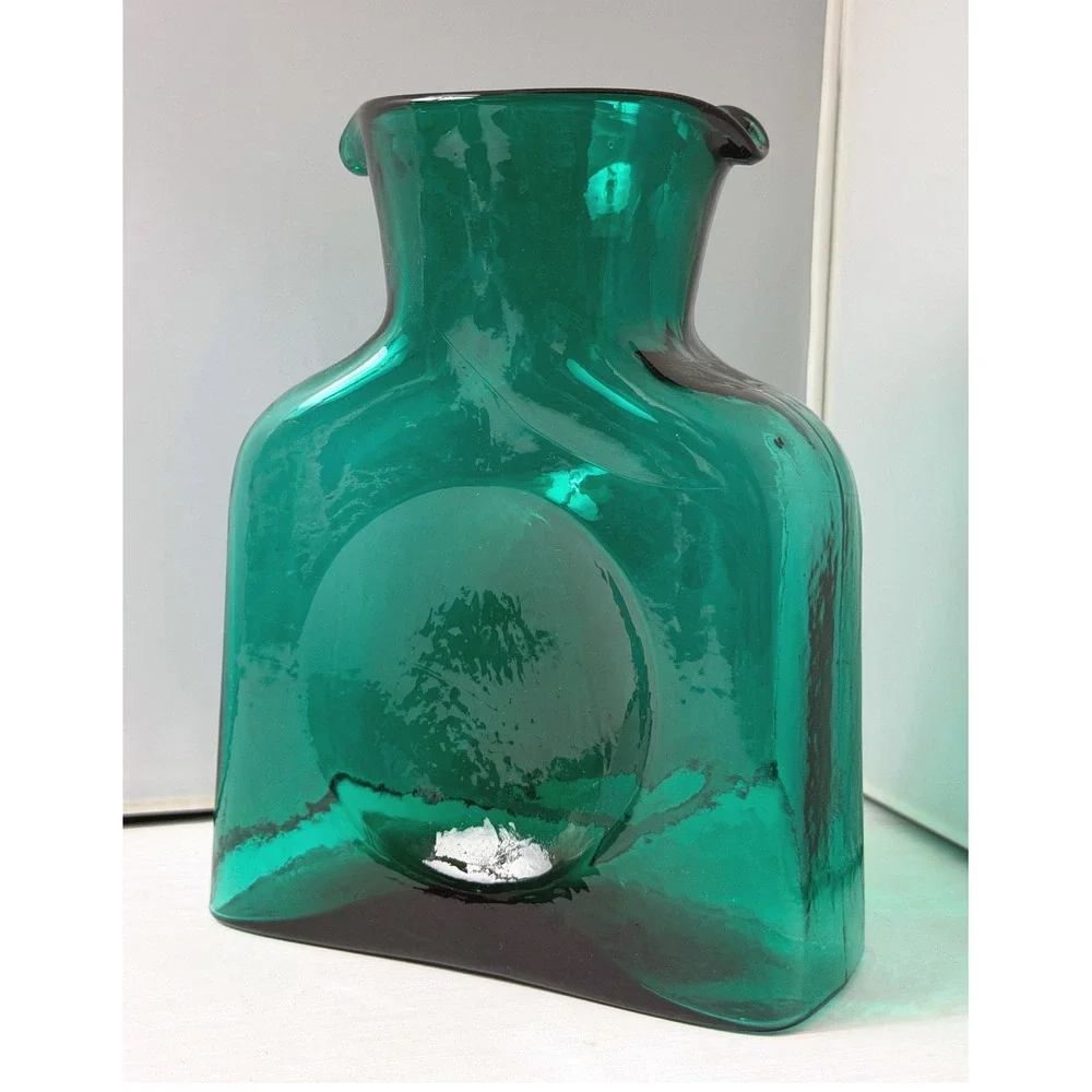 Blenko Water Bottle 384M Mini Hand Blown Glass Double Spout 2021